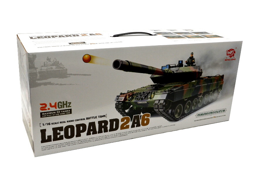 Ferngesteuerter Panzer 1:16 "Deutscher Leopard 2A6" Heng Long 1:16 mit Rauch&Sound und Stahlgetriebe -2,4Ghz V6.0 12 Ferngesteuerter Panzer mit Schuss "Deutscher Leopard 2A6" Heng Long 1