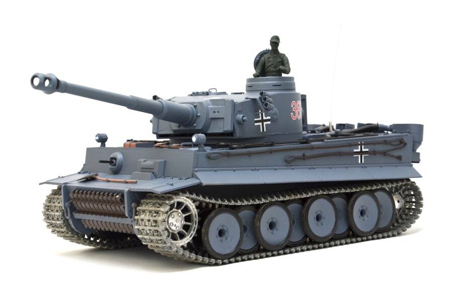 Ferngesteuerter Panzer mit Schuss "German Tiger I" Heng Long 1:16 Grau, Rauch&Sound,Stahlgetriebe und Metallketten -2,4Ghz -V 6.0 - PRO 6 deutscher tiger 1 ferngesteuerter panzer mit schuss rauch und sound mit metallgetriebe und metallkette - pro -12