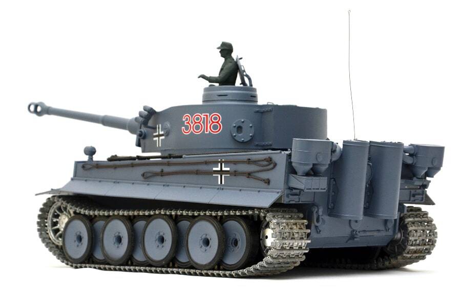 Ferngesteuerter Panzer mit Schuss "German Tiger I" Heng Long 1:16 Grau, Rauch&Sound,Stahlgetriebe und Metallketten -2,4Ghz -V 6.0 - PRO 14 deutscher tiger 1 ferngesteuerter panzer mit schuss rauch und sound mit metallgetriebe und metallkette - pro -4