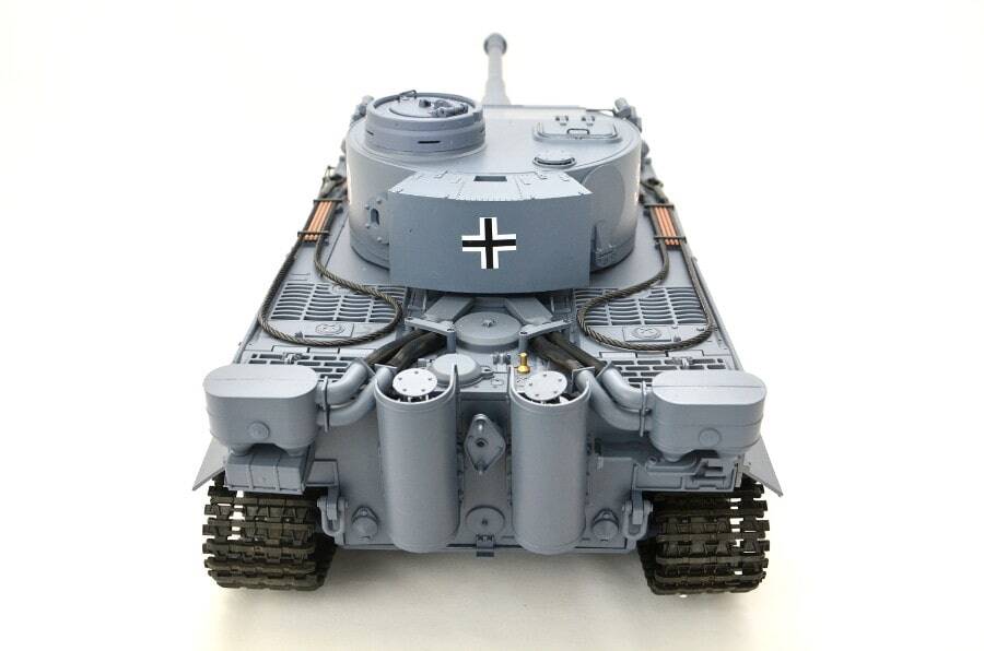 Ferngesteuerter Panzer mit Schuss "German Tiger I" Heng Long 1:16 Grau, Rauch&Sound+Stahlgetriebe und 2,4Ghz -V 6.0 11 ferngesteuerter panzer schuss heng long tank german tiger 1 upgrade version 6.0 metallgetriebe -11