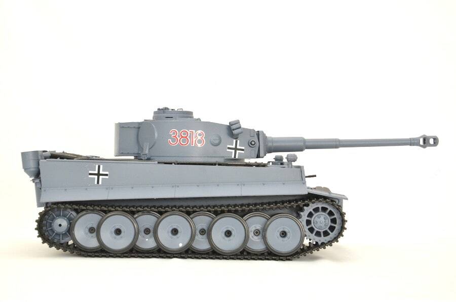 Ferngesteuerter Panzer mit Schuss "German Tiger I" Heng Long 1:16 Grau, Rauch&Sound+Stahlgetriebe und 2,4Ghz -V 6.0 3 ferngesteuerter panzer schuss heng long tank german tiger 1 upgrade version 6.0 metallgetriebe -2