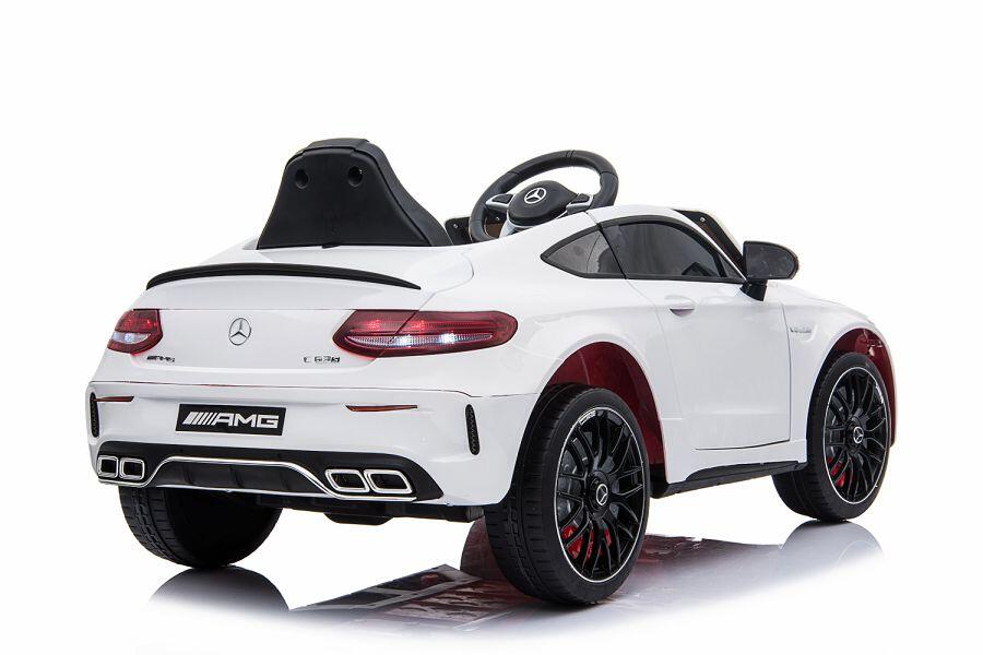 Kinderfahrzeug - Elektro Auto "Mercedes C63 AMG" - lizenziert - 12V7AH Akku + 2,4Ghz+Ledersitz+EVA -Weiss 3 Kinderfahrzeug - Elektro Auto "Mercedes C63 AMG" - lizenziert - 12V7AH Akku + 2,4Ghz+Ledersitz+EVA -Weiss – Bild 3