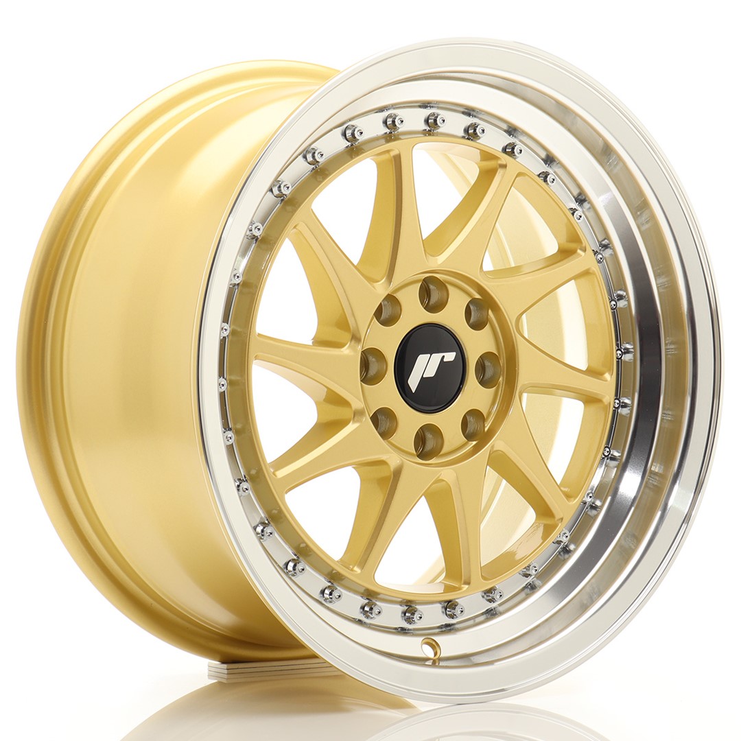 JR WHEELS JR26 16x8 ET25 4x100/108 Gold w/ Machined Lip 1 JR WHEELS JR26 16x8 ET25 4x100/108 Gold w/ Machined Lip