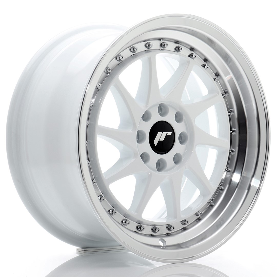 JR WHEELS JR26 16x8 ET25 4x100/108 White w/ Machined Lip 1 JR WHEELS JR26 16x8 ET25 4x100/108 White w/ Machined Lip